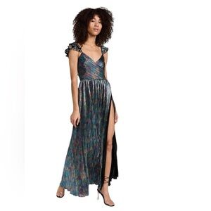 Saylor - NWT Imara Metallic Colorful Ruffle Maxi Gown Dress Sz S